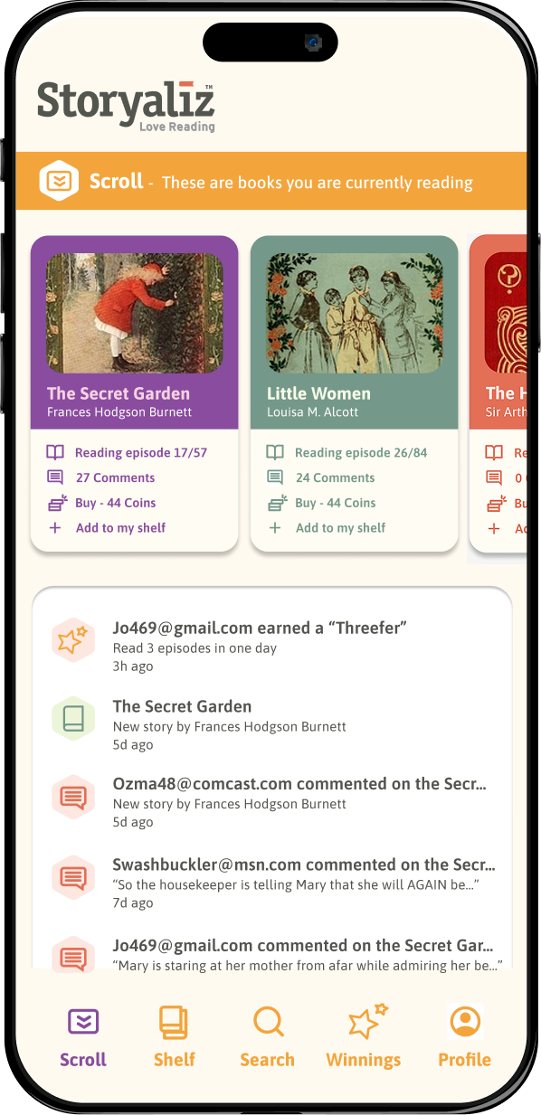 Storyalīz app on mobile