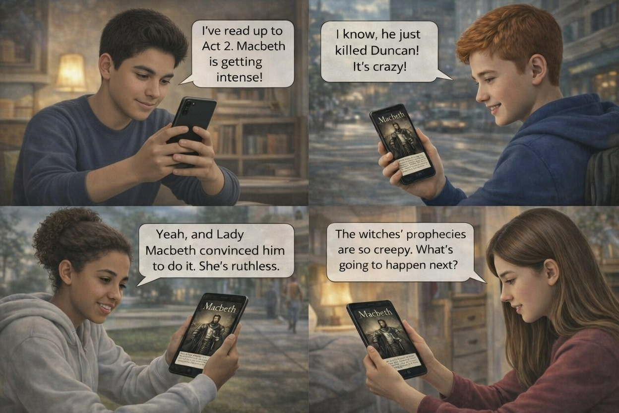 Children engaging with Storyalíz social reading features